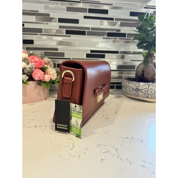 Badgley Mischka Leather Crossbody Bag with Bow and Logo Detail - Picture 2 of 9